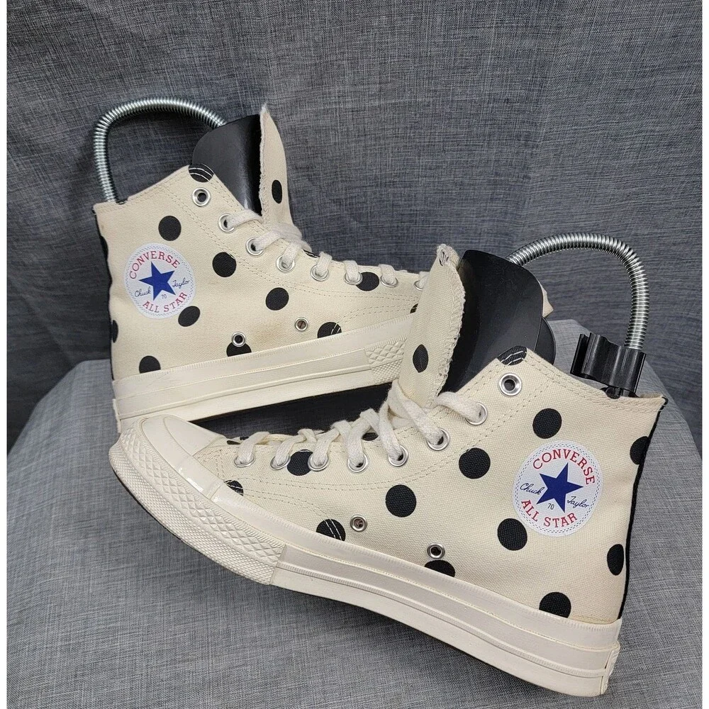 Converse Comme des Garcons PLAY Chuck 70 High Top Polka Dot Cream Wo's 9 Mens 7